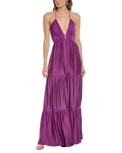 Ba&sh Purple Pleated Maxi Dress
