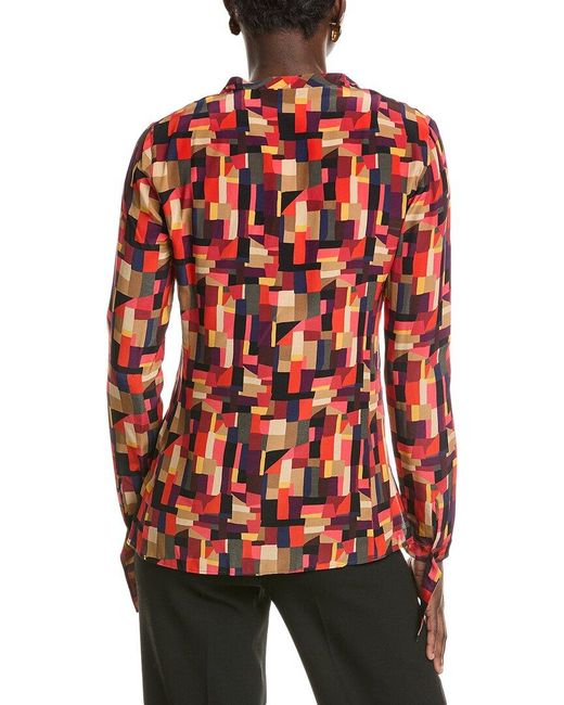 Akris Red Silk Blouse