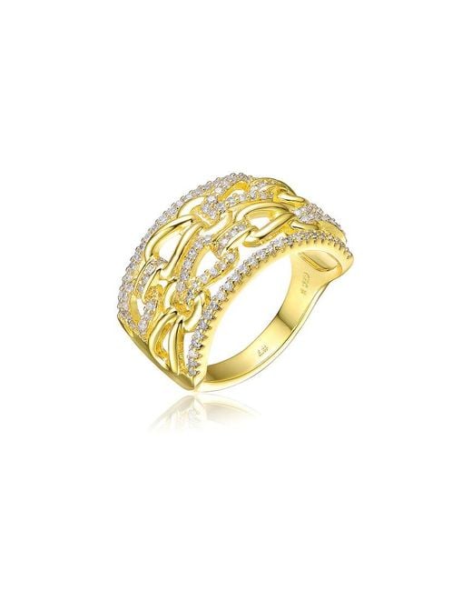 Genevive Jewelry Metallic 14k Plated Cz Ring