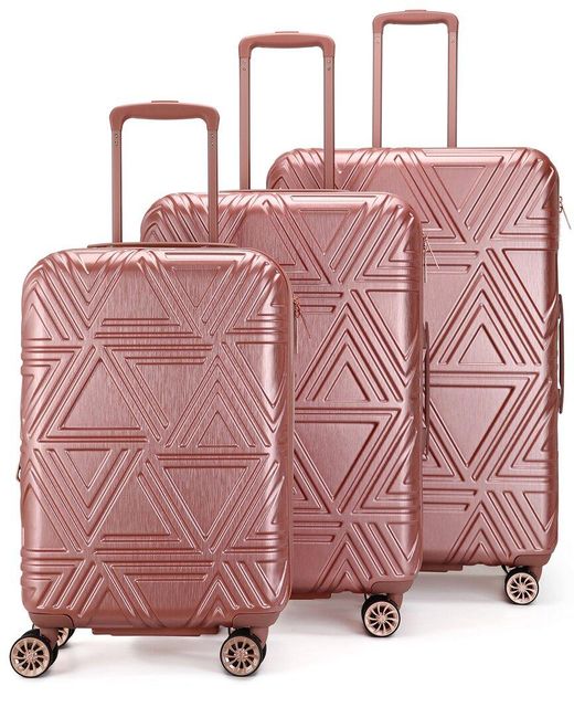 Badgley Mischka Pink Contour 3-pc. Expandable Hard Spinner luggage Set