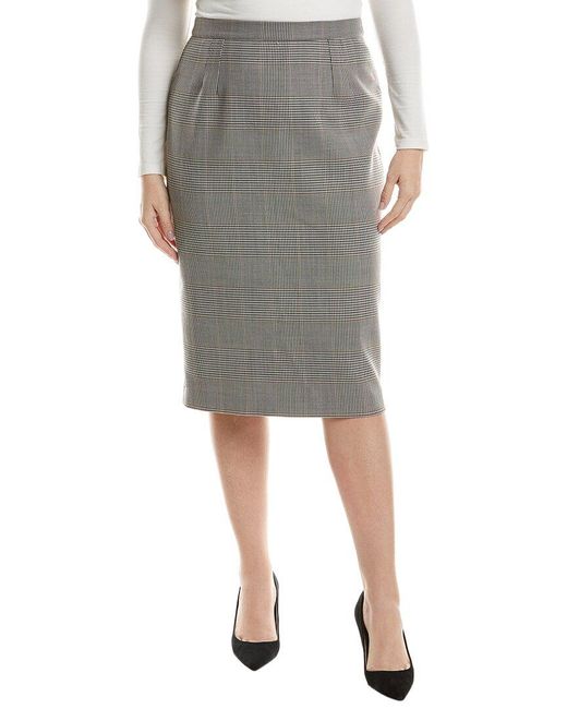 Marina Rinaldi Gray Cannes Wool-Blend Skirt