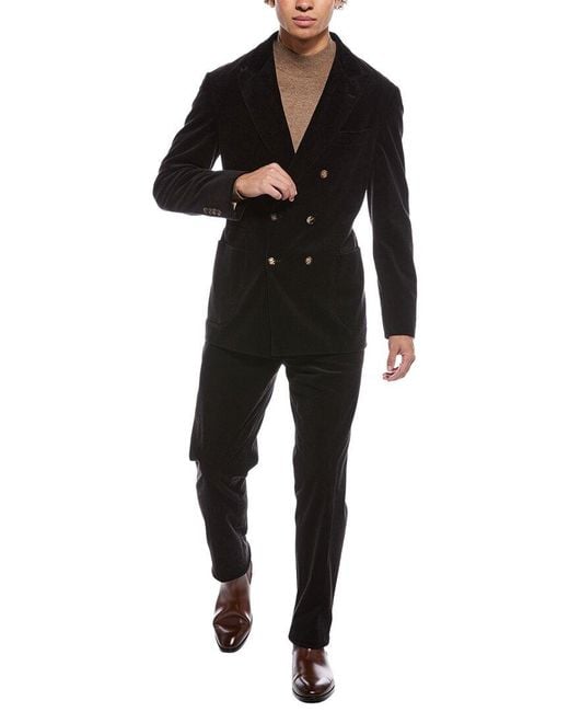 Brunello Cucinelli Black 2Pc Cashmere-Blend Suit With Pleated Pant for men