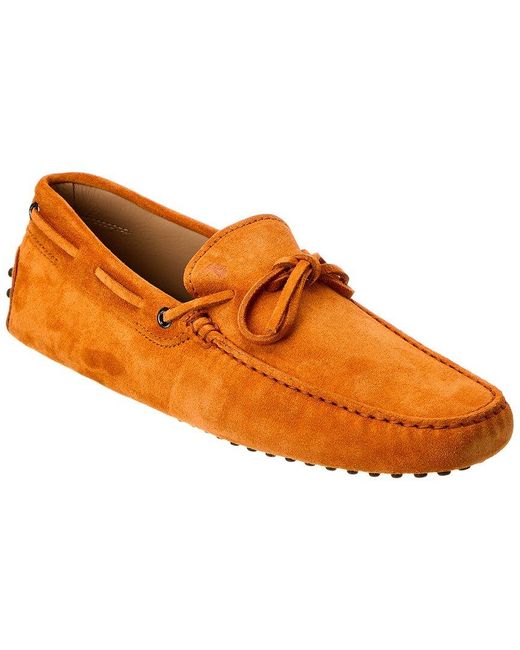 Tod's Orange New Gommini Suede Loafer for men