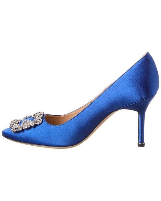 Manolo Blahnik Blue Hangisi 90 Satin Pump