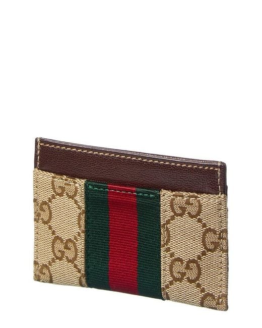 Gucci Brown Horsebit Web Gg Canvas & Leather Card Case