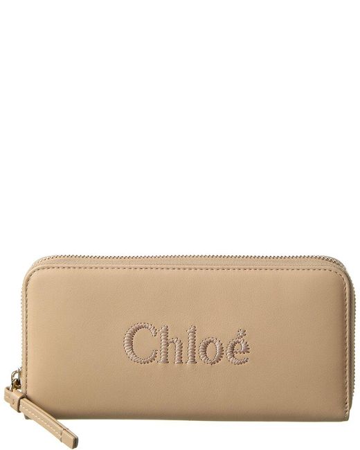 Chloé Natural Sense Leather Zip Around Wallet