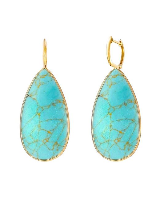 Liv Oliver Blue 18k Plated 18.75 Ct. Tw. Turquoise Drop Earrings