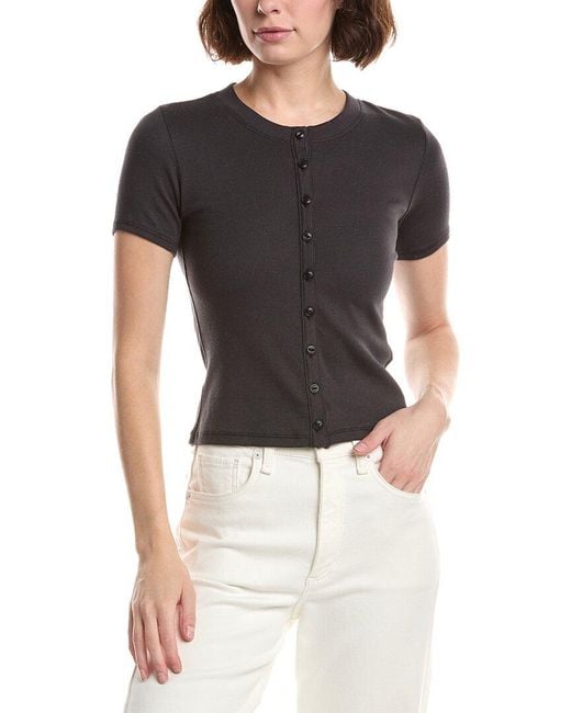 Rag & Bone Black Essie Rib Button Top