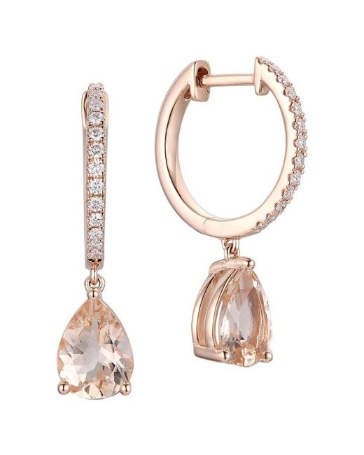 Gregg Ruth White 14K 1.76 Ct. Tw. Diamond & Morganite Huggie Earring