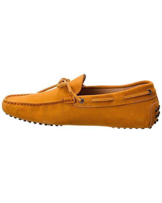 Tod's Orange New Gommini Suede Loafer for men
