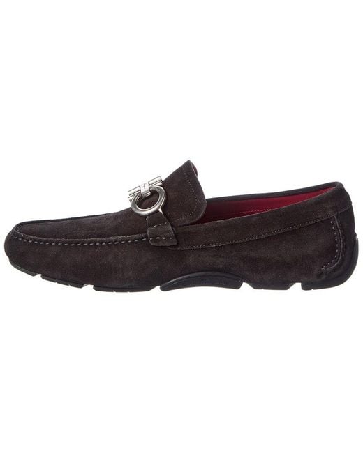 Ferragamo Brown Switch Light Suede Driver Loafer for men