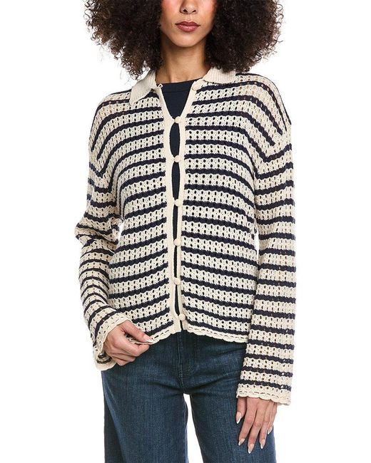Rag & Bone Gray Khloe Stripe Linen-blend Cardigan