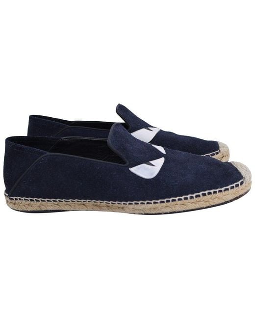 Fendi Blue Suede Monster Eyes Slip-on Espadrille (authentic Pre-loved)