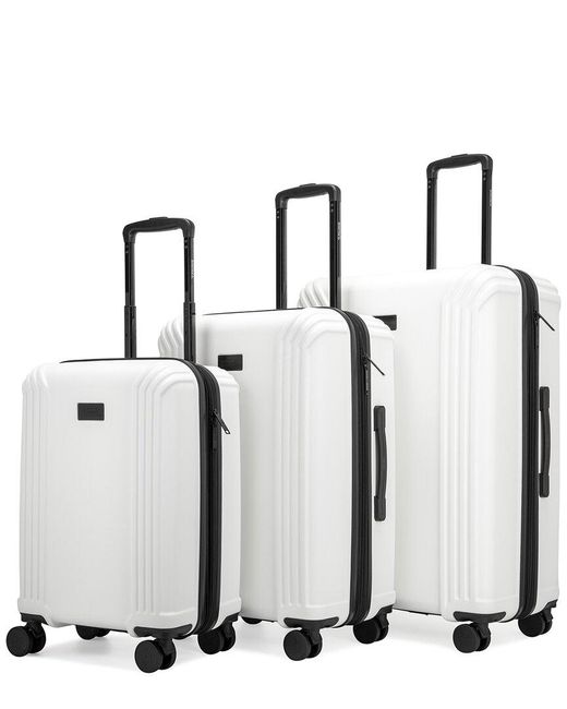 Badgley Mischka White Evalyn 3pc Luggage Set