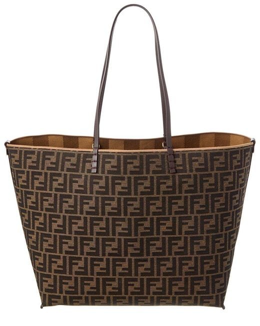 トートバッグ FENDI BORSA TOTE ROLL LARGE IN CANVAS FF Fendi Roll Large Ff Canvas & Leather Tote – Bluefly