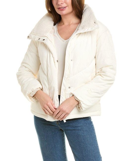 Hurley White Fairsky Quilted Corduroy Puffer Jacket