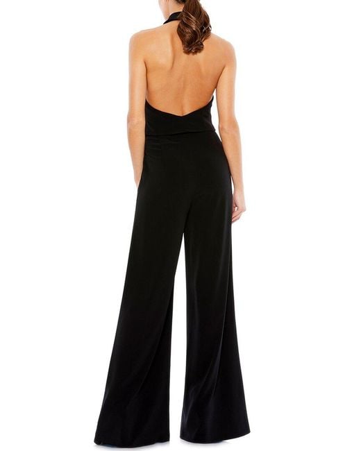 Mac Duggal Black Tuxedo Halter Jumpsuit