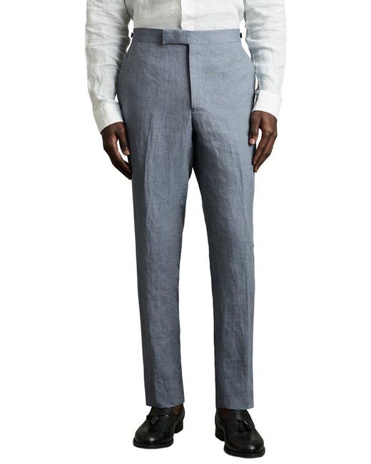 Reiss Gray Warner Linen Slim Trouser for men