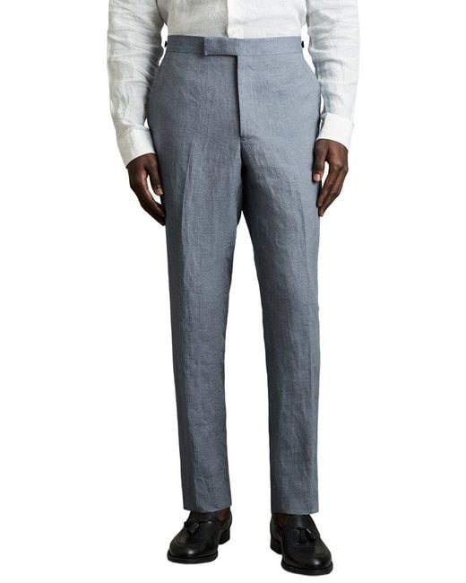 Reiss Gray Warner-Linen Slim Textured Pant for men