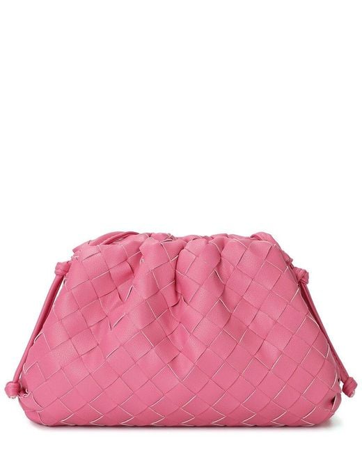 Tiffany & Fred Paris Pink Woven Leather Pouch Shoulder Bag