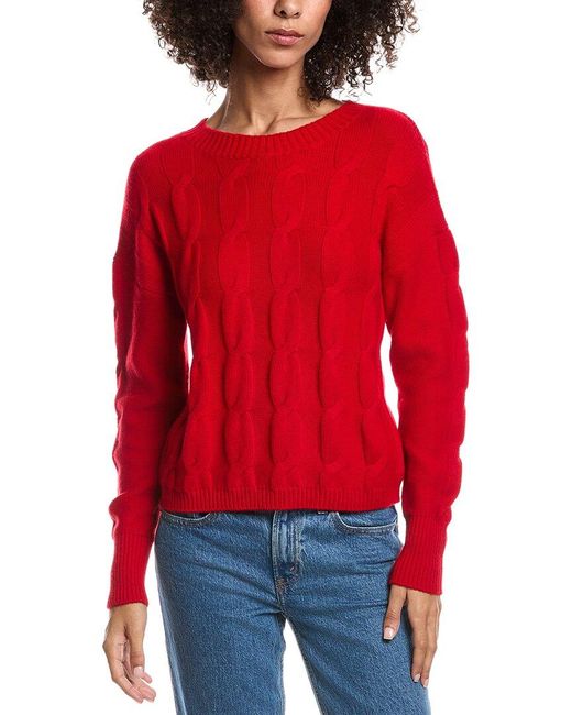 Forte Red Crop Cable Wool & Cashmere-Blend Sweater