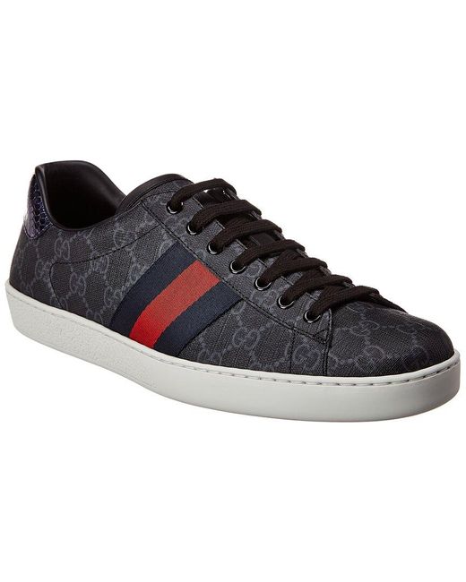 Gucci Black New Ace gg-pattern Canvas Low-top Trainers for men