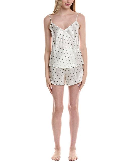 Petite Plume White 2Pc Cami Silk Short Set