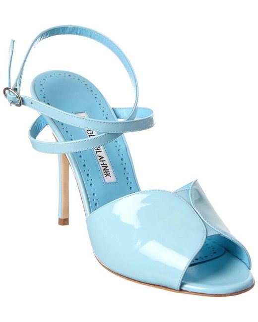 Manolo Blahnik Blue Hourani 105 Patent Sandal