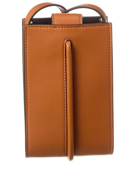 Fendi Brown Graphy Leather Phone Pouch