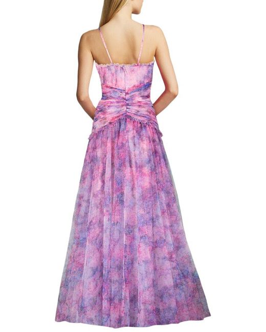Zac Posen Purple Halter Strap Tulle Gown