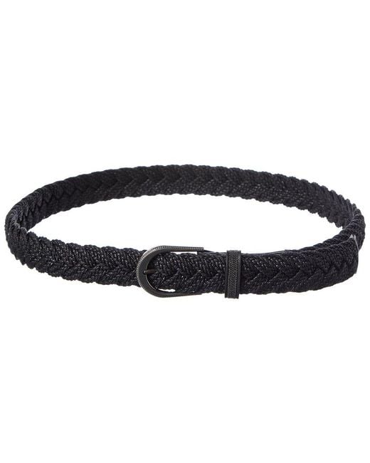 Brunello Cucinelli Blue Woven & Leather Belt