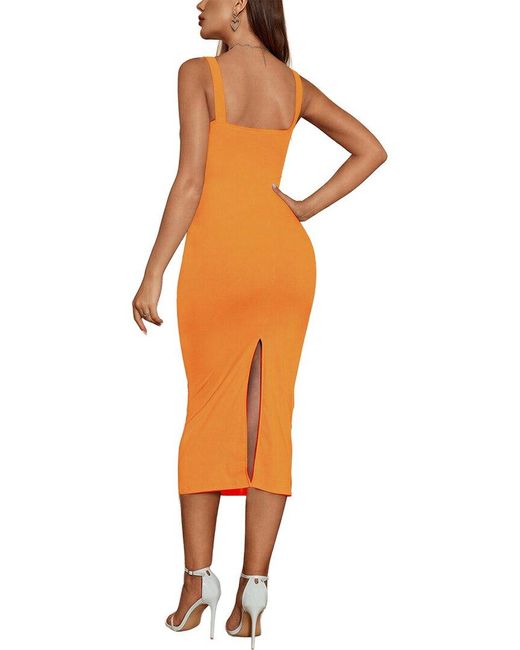 COLON DIANA Orange Midi Dress