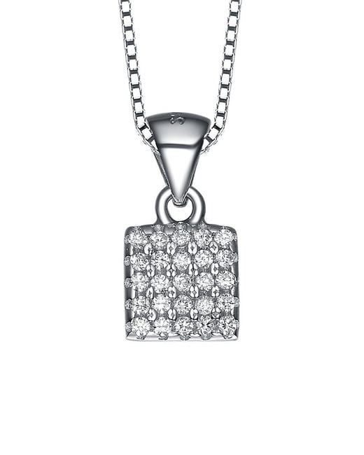 Genevive Jewelry White Silver Cz Necklace