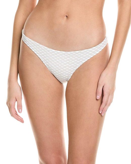 MILLY White Textured Waves Bikini Bottom
