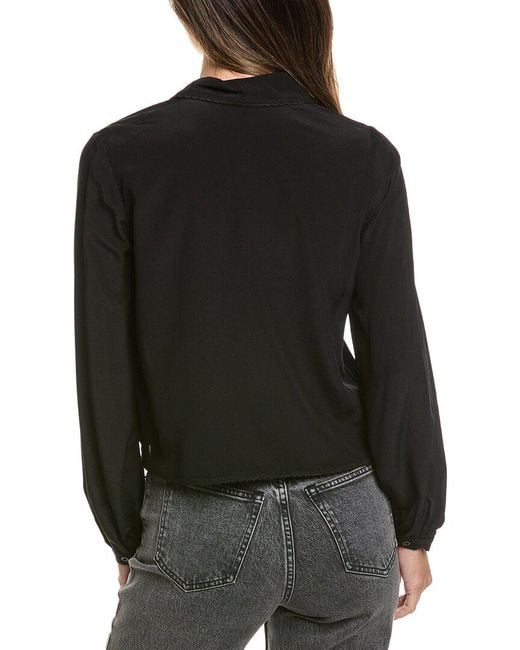 FRAME Black The Silk Prim Blouse