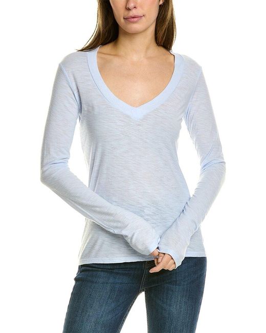 James Perse Gray Relaxed V-neck T-shirt