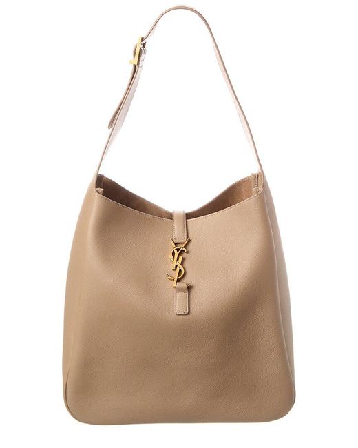Saint Laurent Natural Le 5 A 7 Supple Large Leather Hobo Bag