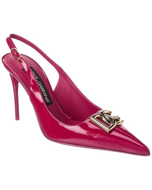 Dolce & Gabbana Pink Dg Logo Leather Slingback Pump