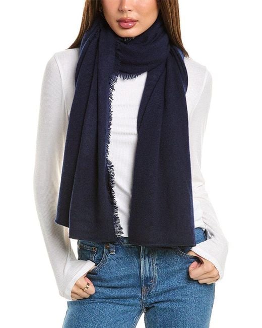 Amicale Cashmere Blue Fringe Jersey Cashmere Travel Wrap