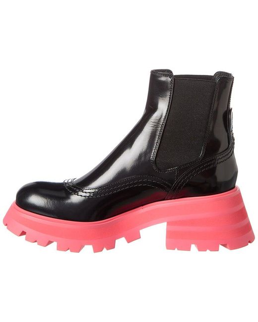 McQueen Pink Wander Leather Chelsea Boot