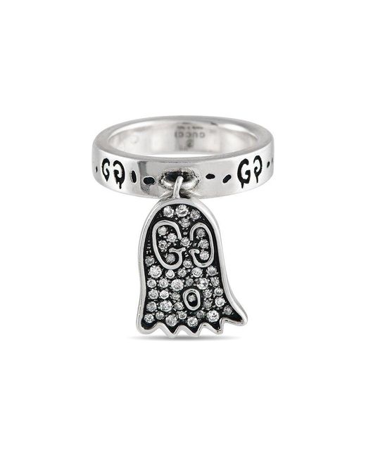 Gucci White Silver Ghost Charm Ring