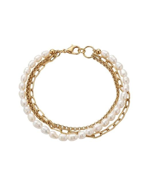 Liv Oliver Metallic 18K Plated 46085Mm Pearl Bracelet