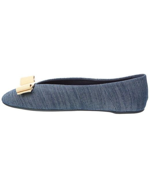 Ferragamo Blue Vanna Denim Flat