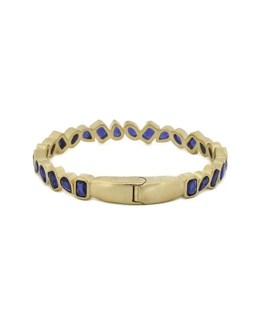 Ebru Jewelry White Plated Lab-Grown Sapphire Bangle Bracelet