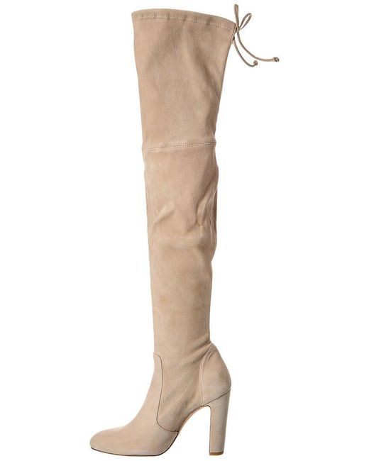 Stuart Weitzman White Vidaland 100 Suede Over-The Knee Boot