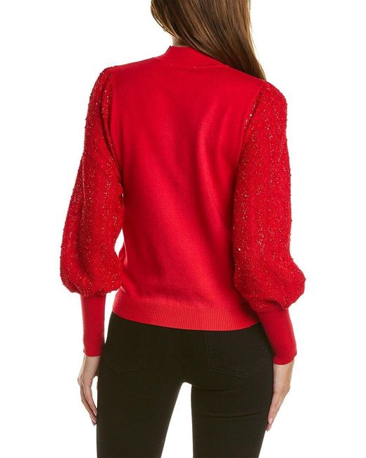 Nanette Lepore Red Mock Neck Sweater