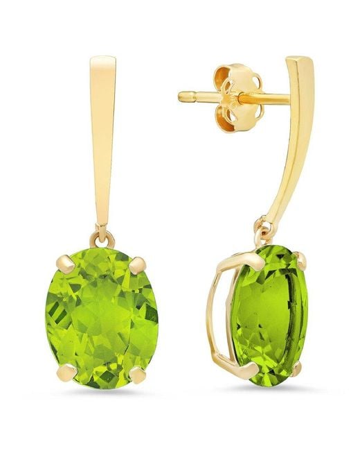 MaxColor White 14k 4.30 Ct. Tw. Peridot Drop Earrings