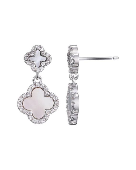 Adornia White Plated Mother-Of-Pearl Double Drop Earrings