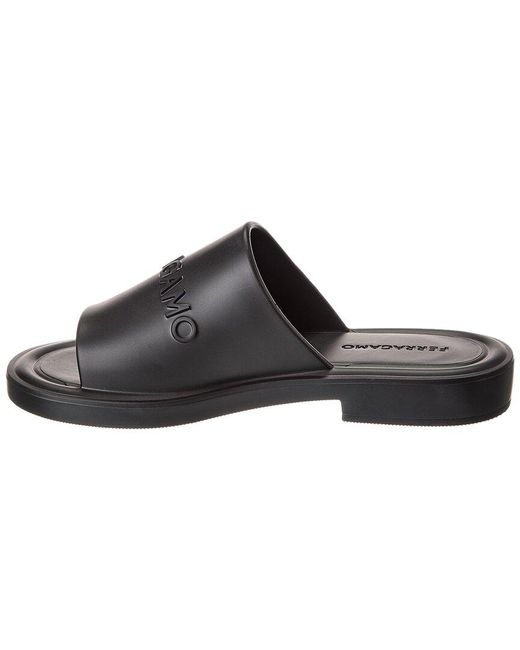 Ferragamo Black Giuneva Rubber Slide for men