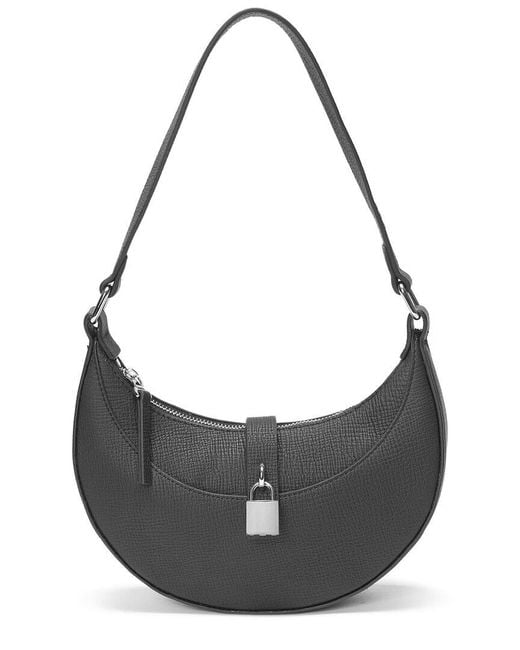 Tiffany & Fred Paris Gray Sleek Crescent Leather Shoulder Bag